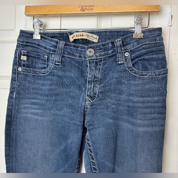 BIG STAR Long Kayla Straight Leg Denim Jeans Embellished Dark Wash Mid Rise - Picture 3 of 10